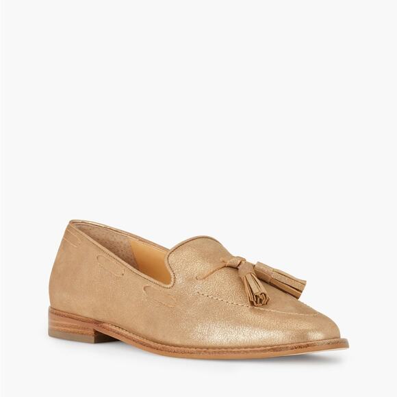 Talbots Leighton Tassel Loafers Gold Metallic Suede 8 - Picture 14 of 15